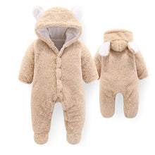 将图片加载到图库查看器,Newborn Winter Hoodie Baby Rompers Outwear Infant Baby Jumpsuit 3M -12M For Girls and Boys Winter Romper