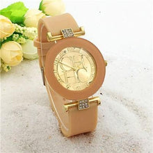 Load image into Gallery viewer, STEVVEX simple leather Casual Quartz Watch Women Crystal Silicone Watches Wrist Watch For Women and Girls Coffee