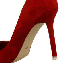 Load image into Gallery viewer, Plus Size 34-43 Woman Concise Office Shoes Fashion Pointed Toe Women Pumps Flock Shallow High Heels Women's Party Shoes 9 Colors