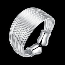 Load image into Gallery viewer, Women'S Silver Plated Ring Engagement Wedding Bridal Jewelry Adjustable Size Open Finger Ring Made Of Many Silvery Threads