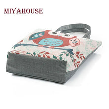 将图片加载到图库查看器,Floral And Owl Printed Women's Casual Tote Female Daily Use Female Shopping Bag Ladies Single Shoulder Handbag Simple Beach Bag