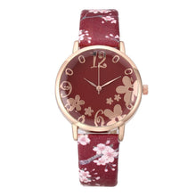 Load image into Gallery viewer, Girl Luxury Watch Women New Fashion Embossed Flowers Small Fresh Printed Belt Dial Watch Female Student Quartz Watch For Women and Girls