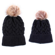 Load image into Gallery viewer, Luxury Modern Cute Kids Girls Hats Mother & Daughter Warm Knitted Hat And Caps Winter Newborn Baby Cap