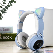 Load image into Gallery viewer, STEVVEX New Luxury Interesting LED Cat Ear Noise Cancelling Headphones Bluetooth 5.0 For Young People and Kids Headset Support TF Card 3.5mm Plug With Mic