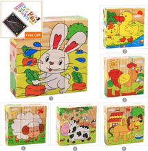 将图片加载到图库查看器,1Set Nine Blocks Six-sided 3D Wooden Cube Puzzle Toys For Children Kids Educational Toys Funny Games