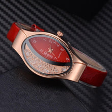 Load image into Gallery viewer, Women Fashion Luxury Watch Leather Strap Women Bracelet Clock Ellipse Rhinestone PU Sport Quartz Watch Wrist Watches For Women and Girls