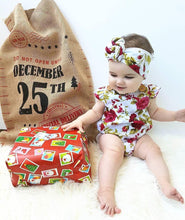 将图片加载到图库查看器,Luxury Modern Cute Floral Romper Baby Girls Clothes Jumpsuit Romper Headband Toddler Dress With Bow For Girls