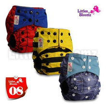 将图片加载到图库查看器,Modern Luxury Printed Washable Real Cloth Pocket Nappy,3 nappies/diapers Set For Girls and Boys Baby In Elegant Style
