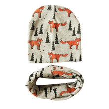 将图片加载到图库查看器,Modern Children Girls Cartoon Sheep Printing Cotton Hat and Scarf Animal Pattern Kids Caps Baby Beanie