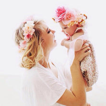将图片加载到图库查看器,Luxury Handamde Mommy and Baby Flower Headband Large Flower Crown Mother Kids Flowers Headwear For Celebration