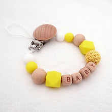 将图片加载到图库查看器,Handmade Personalized Name Silicone Wood Pacifier Clips Safe Teething Chain Baby Teether Clips Holder For Pacifier For Kids