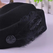 将图片加载到图库查看器,Australian Hats Elegant Wool Feather Bow Airline Stewardess White Women's Fedora Caps Formal Lady Hat Royal Style DomeChapeu