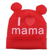 Load image into Gallery viewer, Modern Baby Hat Cute Ear Cotton Girls Cap Scarf Infant Hats Finger love Kids Boys Knitted Cap Winter hat I love mama/pap Cap