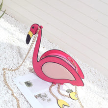 Load image into Gallery viewer, Fashion Pu leather embroidery flamingo shape casual chain purse ladies shoulder bag handbag women's crossbody mini messenger bag