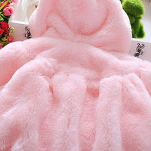 将图片加载到图库查看器,Winter Baby Girls Fur Warm with Cute Rabbit Ears Cloak Coat In Elegant Modern Style For Baby Girls
