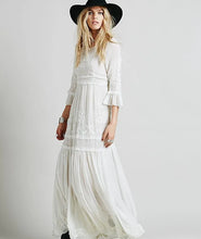 Load image into Gallery viewer, 2023 new free shipping Bohemia embroidery maxi dress women's white ruffles elegant sweet long loose dress fashion party dresses