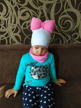Load image into Gallery viewer, infant Baby Hat Girl big bow Butterfly Knot Cap cotton Collar Scarf set hat for girls baby
