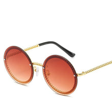 Load image into Gallery viewer, Famous Luxury Round Retro Rimless Elegant Woman and Lady Sunglasses Style With Zircons and Diamonds and UV400 Protection