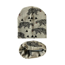 将图片加载到图库查看器,Modern Children Girls Cartoon Sheep Printing Cotton Hat and Scarf Animal Pattern Kids Caps Baby Beanie