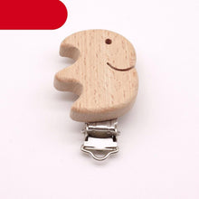 将图片加载到图库查看器,Modern Wood Naural Nipple Chain Accessories BPA Free Cute Modelling Beech Pacifier Clip Small Elephant Heart-shaped Holder for Pacifier
