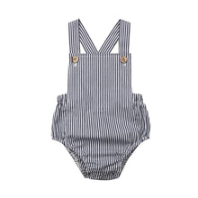Load image into Gallery viewer, Newborn Infant Baby Boy/Girl Bodysuit Summer Button Jumpsuit Striped Casual Sleeveless Backless Solid Outfits Clothes for Girls