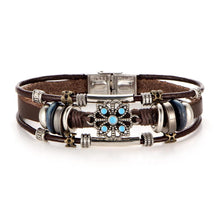将图片加载到图库查看器,BOHO Tibet Stone Feather Multilayer Leather Bracelet Eye Fish Charms Beads Bracelets For Men Vintage Punk Wrap Wristband Cool Jewelry
