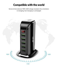 Load image into Gallery viewer, Powerful 5 Port USB Energy Saving Charger LED Display Multi USB Charging Station Dock Universal Mobile Phone Desktop Wall Home EU UK Plug