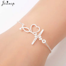 将图片加载到图库查看器,Jisensp Stainless Steel Heartbeat Cardiogram Bracelet Stethoscope Women Bracelets Bangles Special Gifts for Nurse Doctor Jewelry