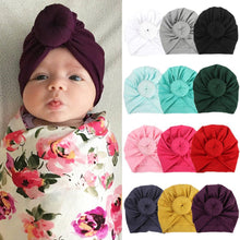 Load image into Gallery viewer, Newborn Toddler Baby Girl Turban Cotton Beanie Hat Warm Soft Cap Solid Knot Soft Wrap In Modern Style