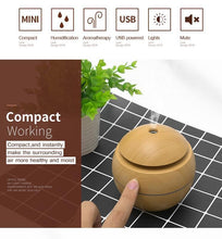将图片加载到图库查看器,Mini Air Humidifier Ultrasonic USB Aroma Wood Grain LED Night Light Electric Essential Oil Diffuser Aromatherapy Home