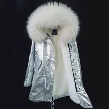 Load image into Gallery viewer, MAOMAOKONG Women's Jackets Winter Parka Large Natural Real Raccoon Fur Collar Women Winter Coat