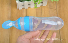 Load image into Gallery viewer, Safety Silicone Bottle For Infant Dids Deeding Bottles With Spoon Baby Food Supplement Bottle Cup For Kids
