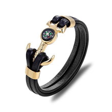 Load image into Gallery viewer, New Elegant Fashion Multi-Layer Leather Luxury Stainless Steel Charm Bracelet Skull Compass Anchor Couple Survival Bracelets Bangles Cool For Men And Women