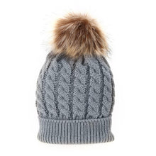 将图片加载到图库查看器,Fashion Parent-child Caps Cute Infant Baby Pom Pom Cap Winter Double Fur Ball Hat Baby Mom Warm Knitted Hat