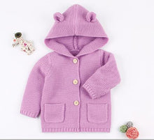 Load image into Gallery viewer, Modern Winter Warm Knit Cardigan Long Sleeve Hooded Sweaters for Newborn Infant Jacket And Coat Combination Clotes