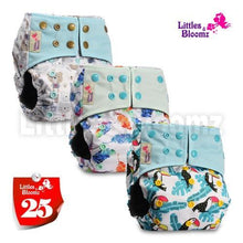 将图片加载到图库查看器,Modern Luxury Printed Washable Real Cloth Pocket Nappy,3 nappies/diapers Set For Girls and Boys Baby In Elegant Style