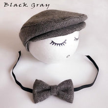 Load image into Gallery viewer, Modern Set Baby Newborn Peaked Beanie Cap Hat Bow Tie Photo Photography Prop Infant Boy Caps In elegant Modern Design