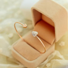 将图片加载到图库查看器,New Fashion Adjustable Stainless Steel Crystal Double Heart Bow Cuff Opening Bracelet For Women Jewelry Gift