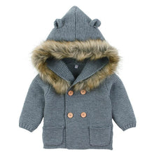 Load image into Gallery viewer, Modern Winter Warm Knit Cardigan Long Sleeve Hooded Sweaters for Newborn Infant Jacket And Coat Combination Clotes