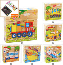 将图片加载到图库查看器,1Set Nine Blocks Six-sided 3D Wooden Cube Puzzle Toys For Children Kids Educational Toys Funny Games