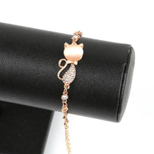 Load image into Gallery viewer, New Rose Gold Alloy Elegant Lovely Cat Bracelets Luxury For Women Femme Children Girl Gift Jewelry Charms Crystal Opals Rhinestone Bangle Chain