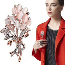 Load image into Gallery viewer, Hot Selling Fashionable Opal Stone Flower Brooch Pin Beautiful Rhinestone Clothes Accessories Women's Corsage Birthday Gifts
