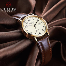 将图片加载到图库查看器,Top Julius Women's Watch Japan Quartz Hours Auto Date Fine Fashion Woman Clock Real Leather Strap Girl's Retro Birthday Gift Box