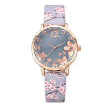 Load image into Gallery viewer, Girl Luxury Watch Women New Fashion Embossed Flowers Small Fresh Printed Belt Dial Watch Female Student Quartz Watch For Women and Girls