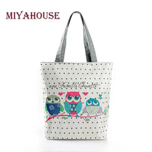 将图片加载到图库查看器,Floral And Owl Printed Women's Casual Tote Female Daily Use Female Shopping Bag Ladies Single Shoulder Handbag Simple Beach Bag