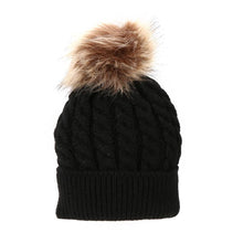 将图片加载到图库查看器,Fashion Parent-child Caps Cute Infant Baby Pom Pom Cap Winter Double Fur Ball Hat Baby Mom Warm Knitted Hat
