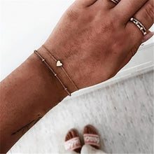 将图片加载到图库查看器,Bohemian Black Beads Chain Bracelets Bangles For Women Fashion Heart Compass Gold Color Bracelets Sets Luxury Jewelry Gifts