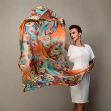 Load image into Gallery viewer, 2016 Winter Fashion Women's Scarf Hot Sale Mulberry Silk Scarves Shawl Female Long Silk Scarf Blue and Coffee 180*110cm