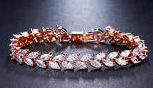 将图片加载到图库查看器,Luxury Diamond Shiny Fashion Charm AAA Cubic White Zircon Four Colors Leaf Jewelry Bracelets For Woman Elegance Wedding Party Gift