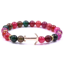 将图片加载到图库查看器,Modern Color Natural Stone Amazing Anchor Elegant Bracelet Nice Arrow White Black Onyx Lava Beads Luxury Bracelets For Women And Men Jewelry